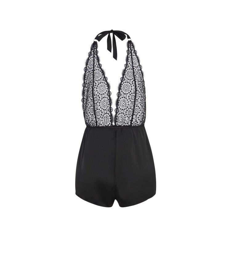 Combishort en satin topfoiliz noir.