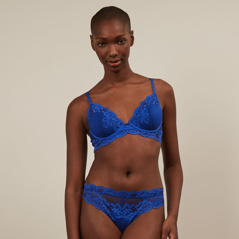 Soutien-gorge ampliforme en dentelle -bleu roi Soutien-gorge ampliforme en dentelle -bleu roi ;