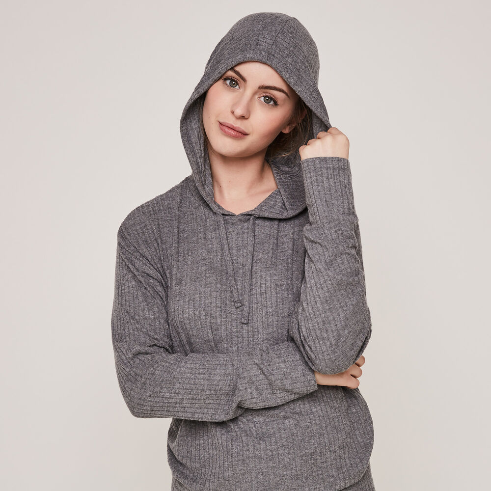 Top à capuche uni hoodipiz gris.