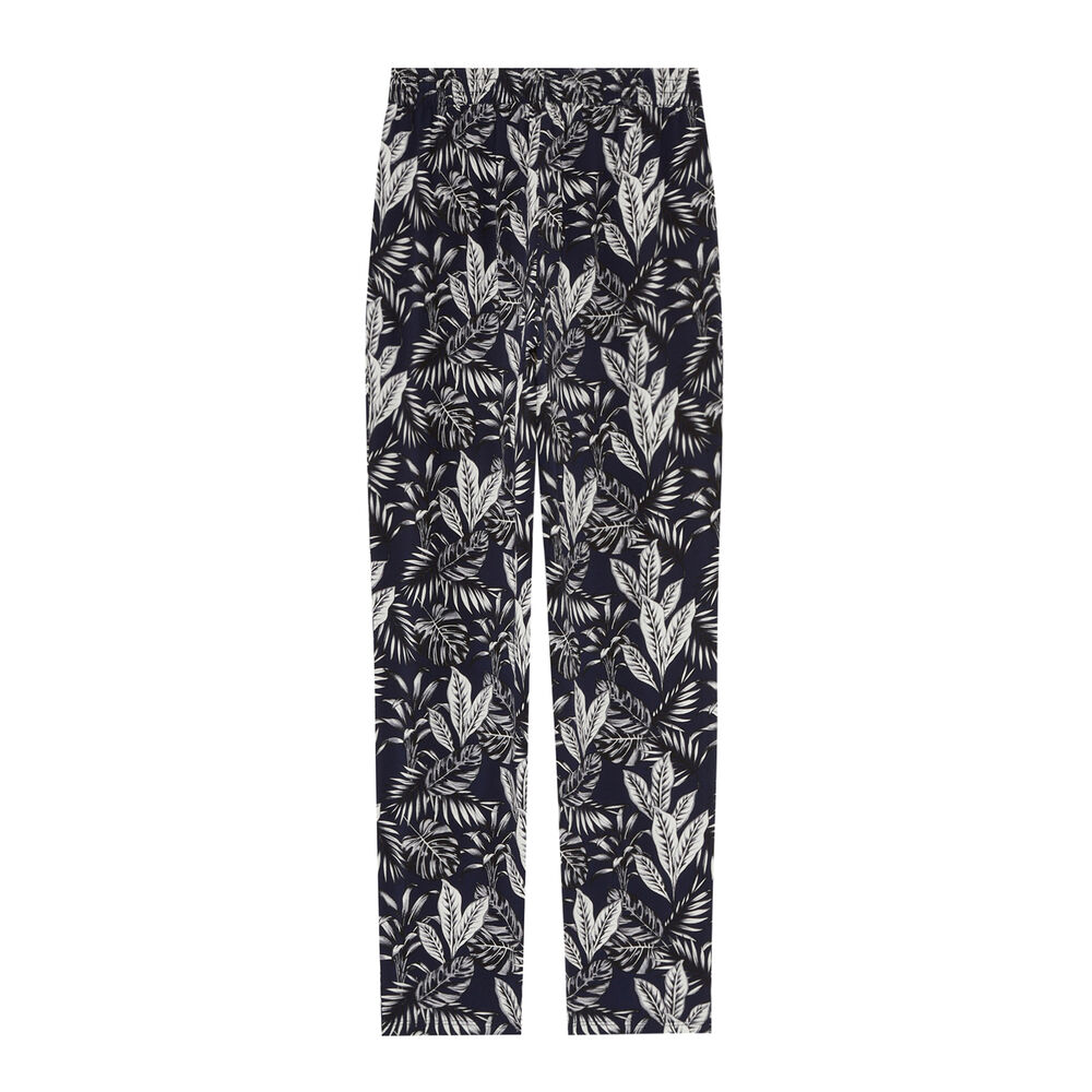Pantalon à motifs feuilles - bleu bleu.