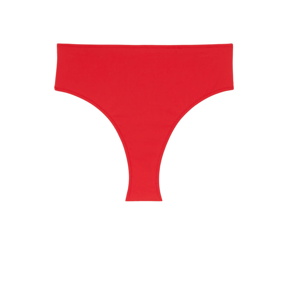 Bas de maillot culotte taille haute - rouge rouge.