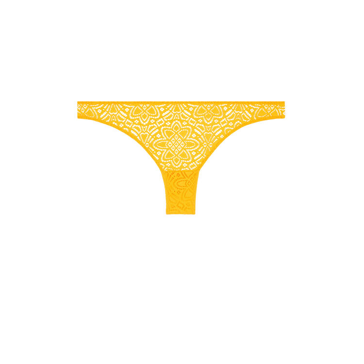 Tanga en dentelle marceliz safran.