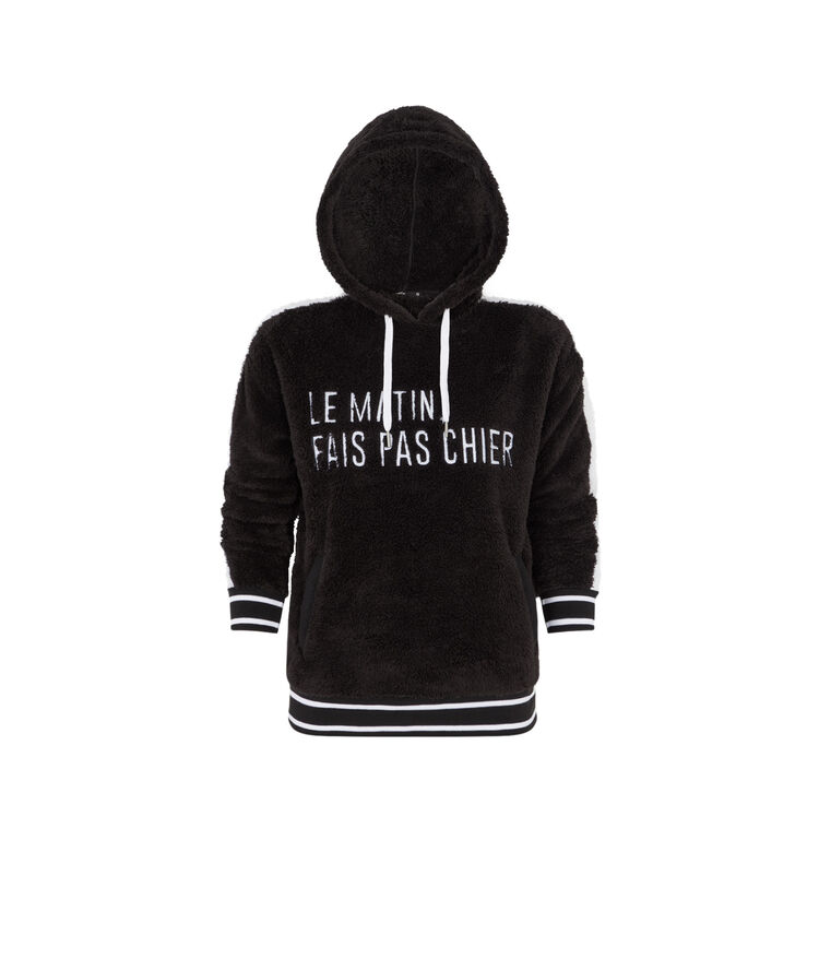 Sweat à capuche polaire à message matichieusiz noir.