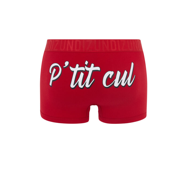 Boxer en coton à message ptitculiz rouge.