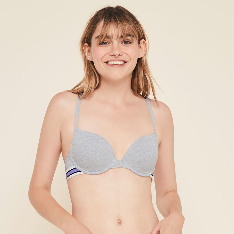 Soutien-gorge ampli coton uni toocooliz gris.