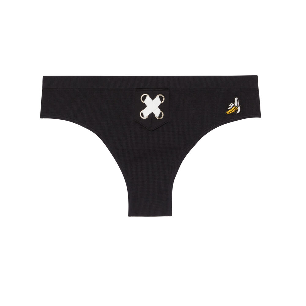Shorty banane à détail lacet - noir noir.
