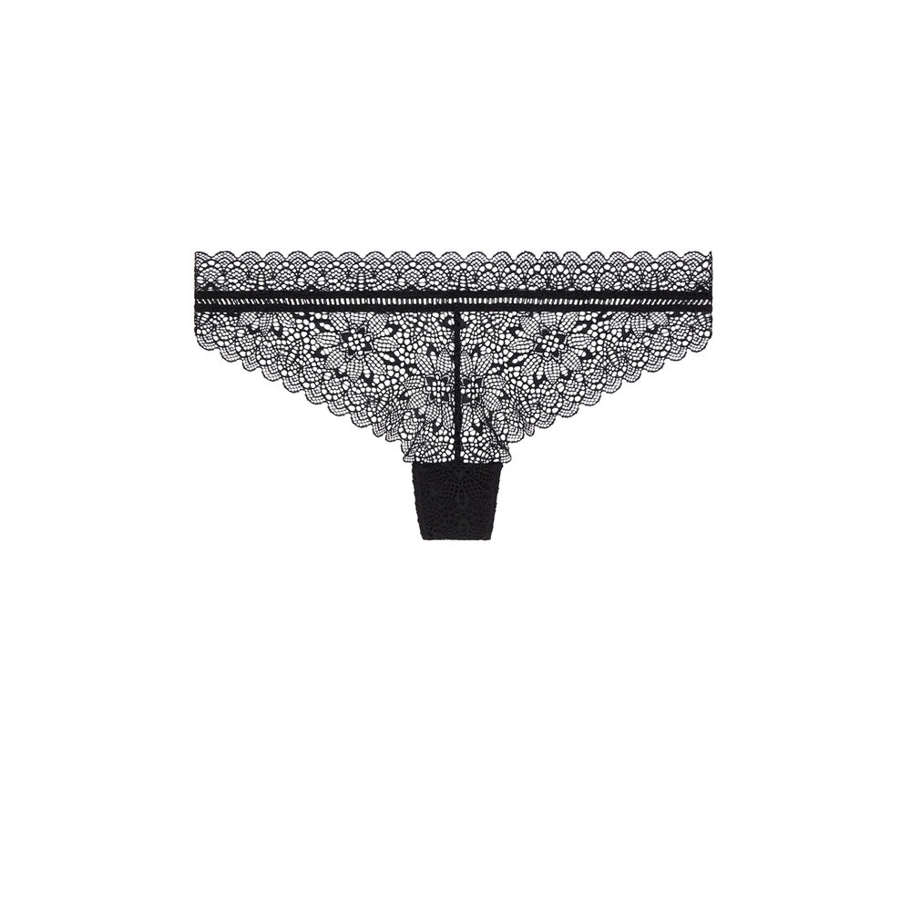 Tanga en dentelle - noir noir.