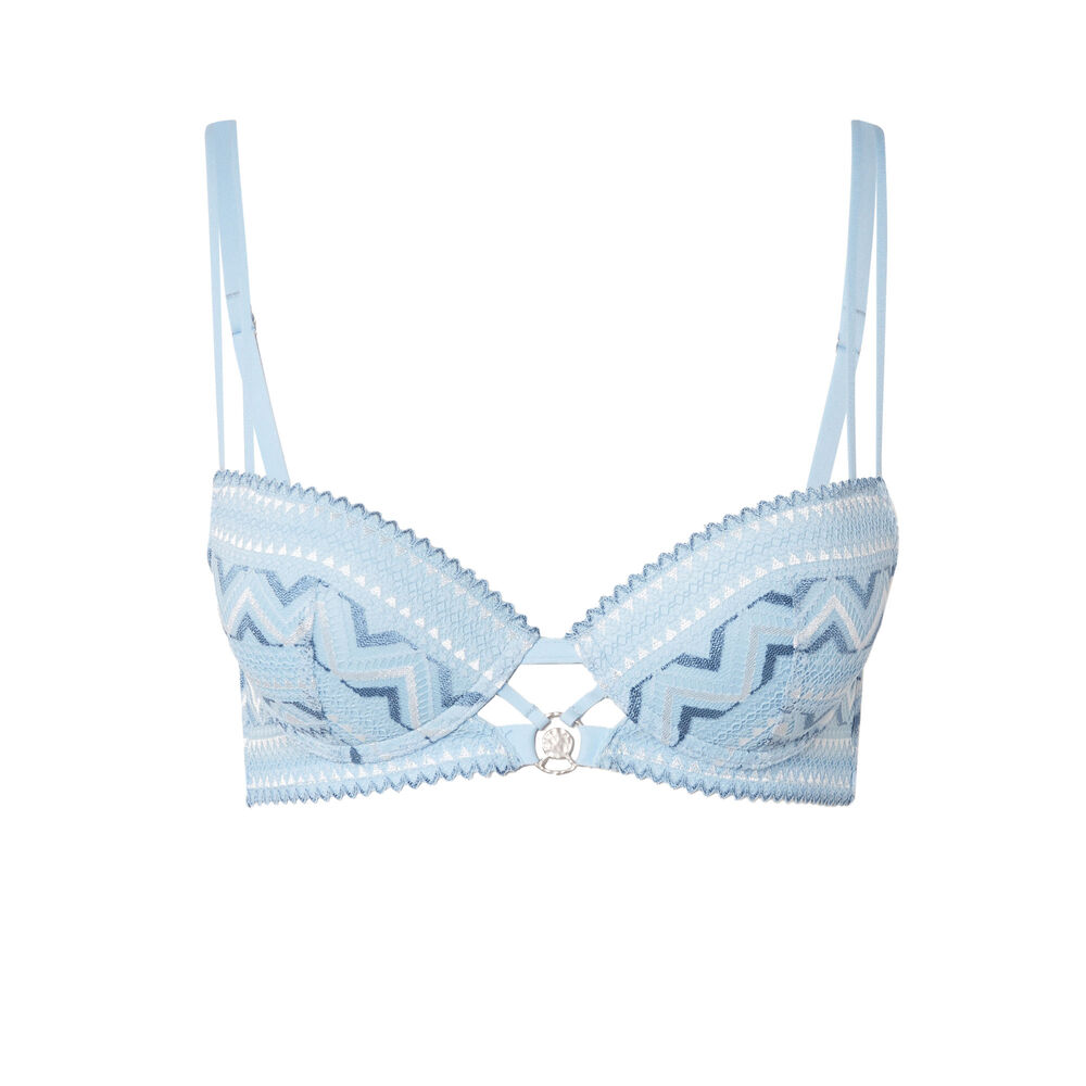 Soutien-gorge push-up à dentelle bicolore - bleu bleu.