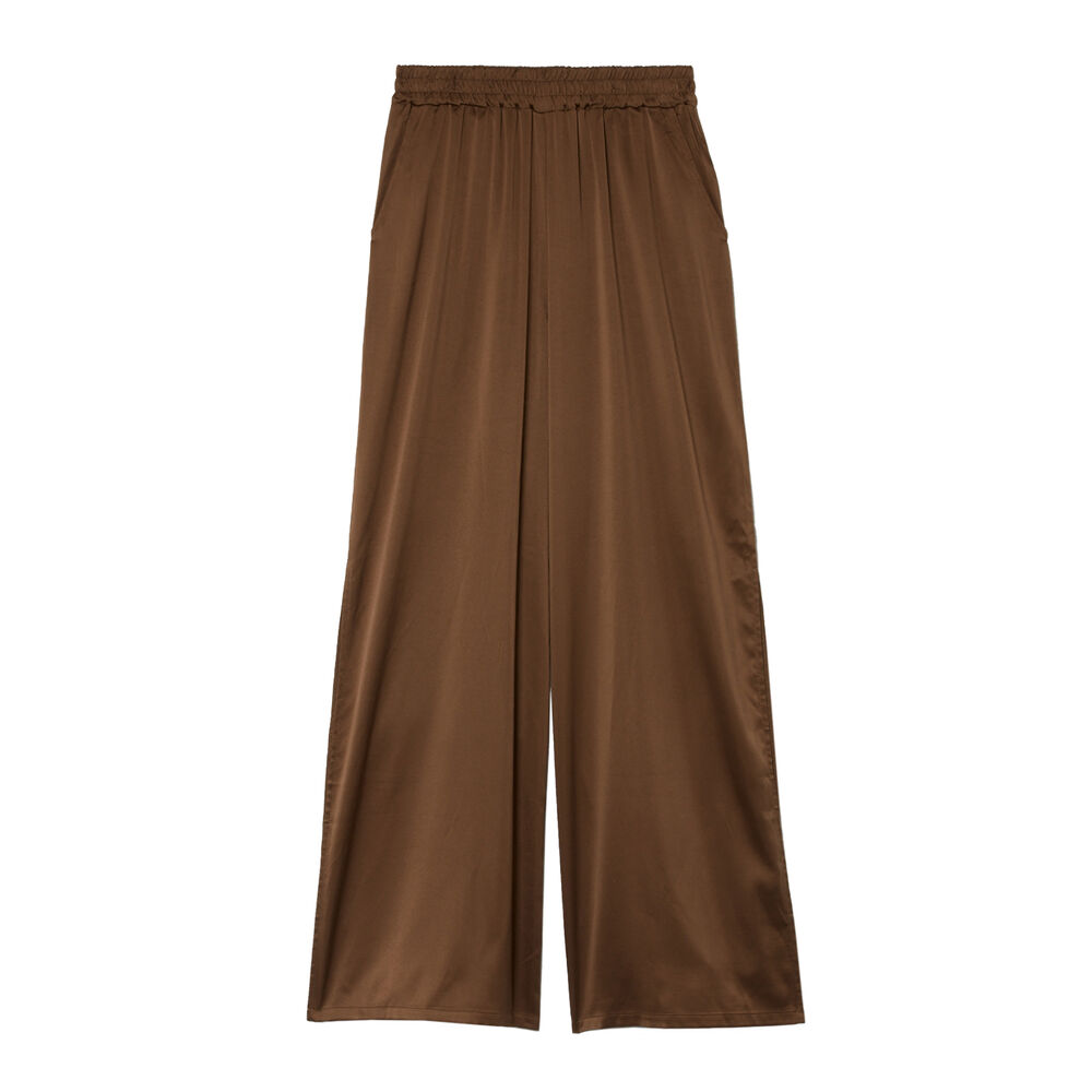 Pantalon satiné taille haute - marron marron.