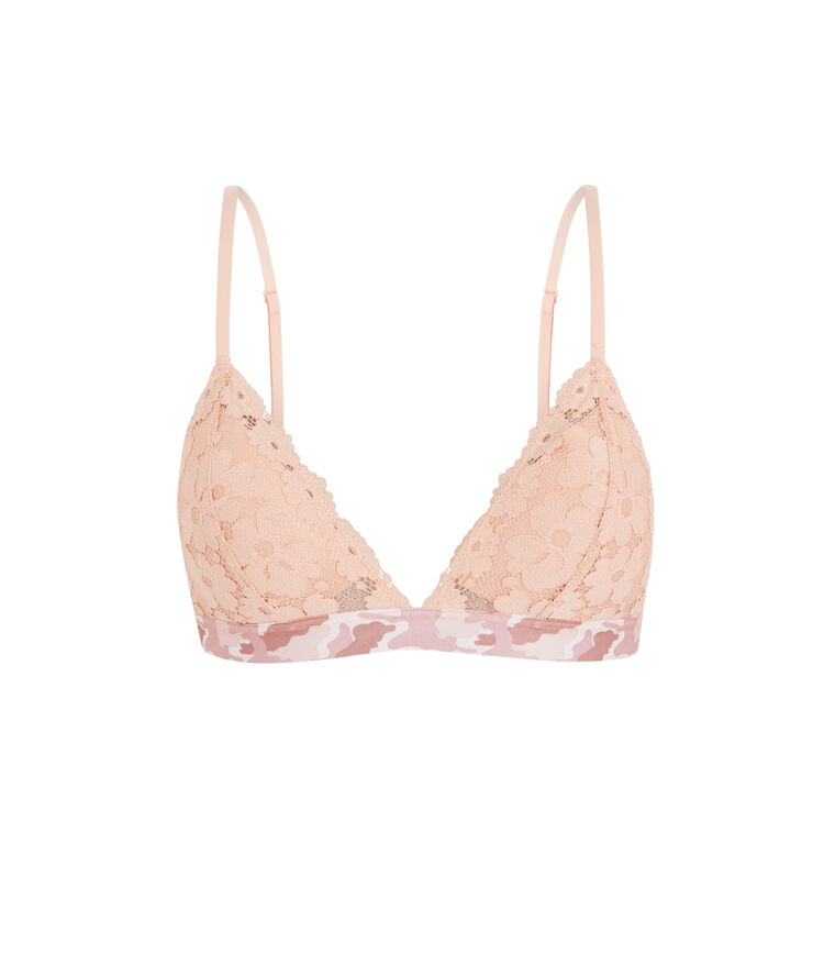 Soutien-gorge triangle dentelle detail camo coloramadiz rose poudré.