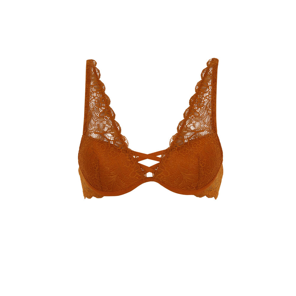 Soutien-gorge push-up foulard en dentelle - marron marron.
