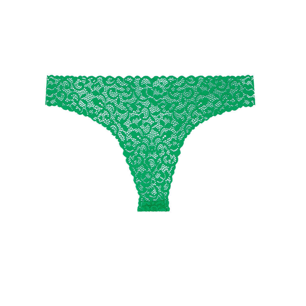Tanga à dentelle fine - vert vert.