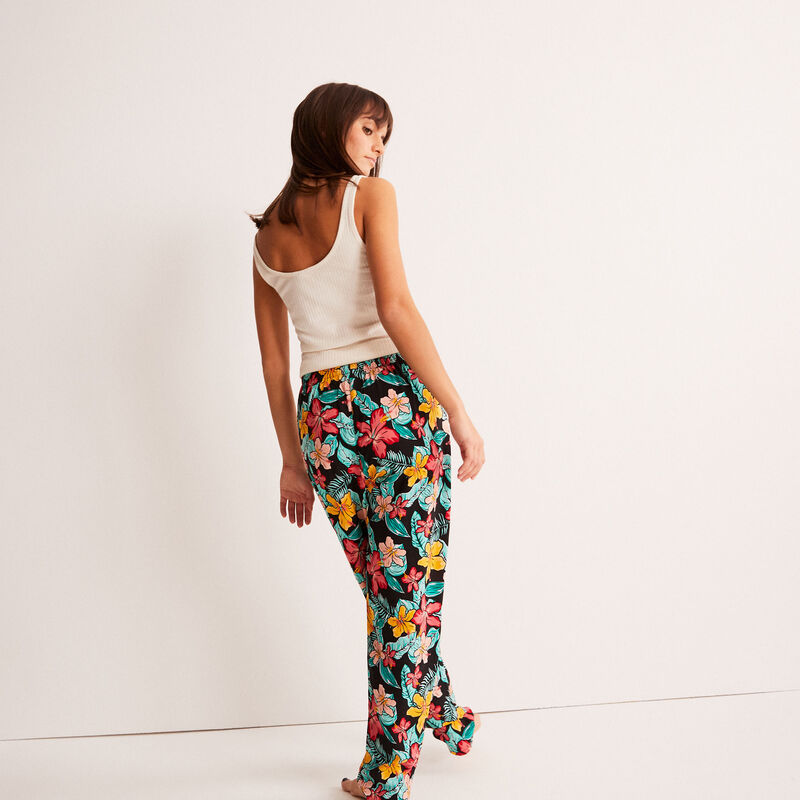 pantalon fluide à motifs fleurs - noir pantalon fluide à motifs fleurs - noir;
