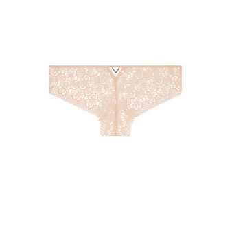 Shorty en dentelle d&eacute;tail bijou ethnobiz rose poudr&eacute;.