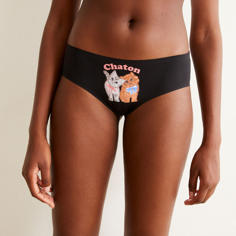 shorty en micro motif chatons - noir shorty en micro motif chatons - noir;