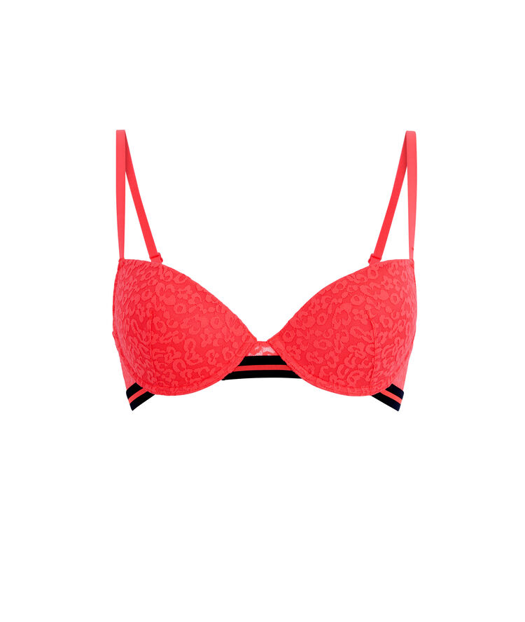 Soutien-gorge ampli corail fluo secretiz leopiz rose.