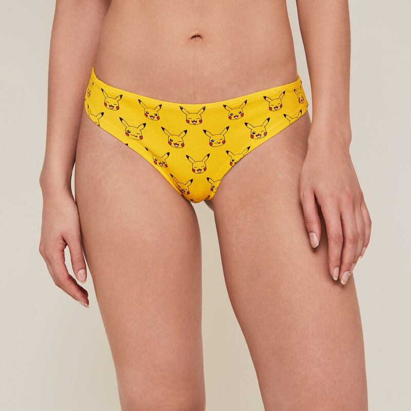 Tanga en coton pikachu - jaune Tanga en coton pikachu - jaune ;