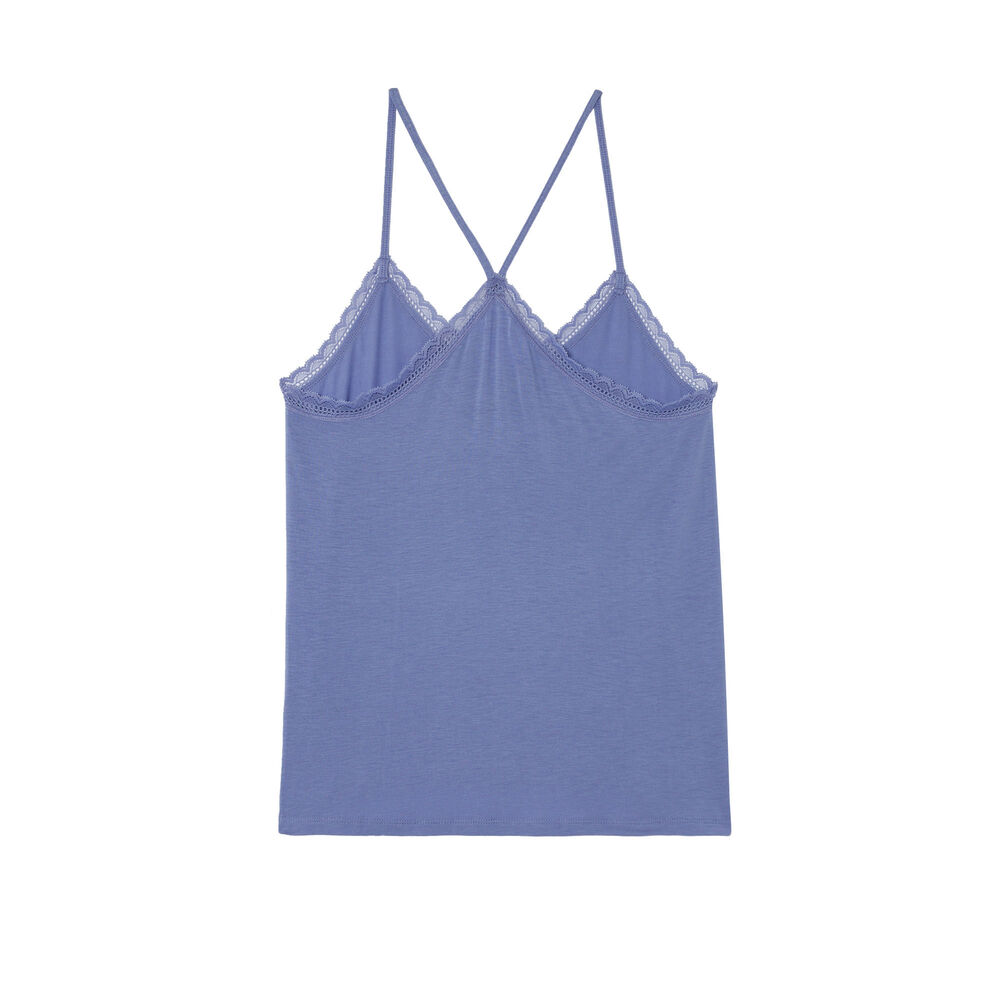 Top en jersey à fines bretelles - bleu bleu.