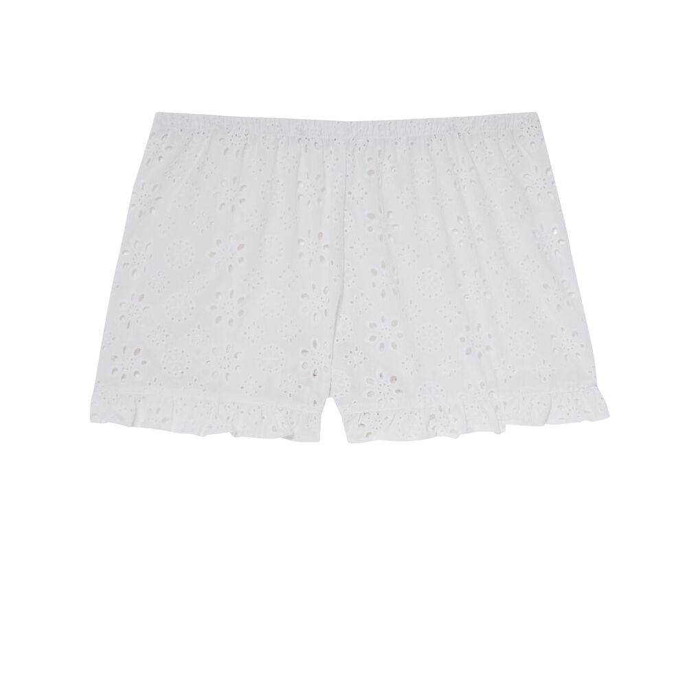 Short à volants en broderie anglaise - blanc blanc.
