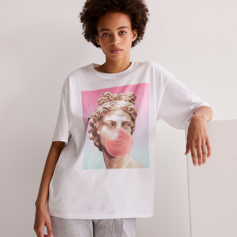 top imprimé statue chewing gum - blanc top imprimé statue chewing gum - blanc ;