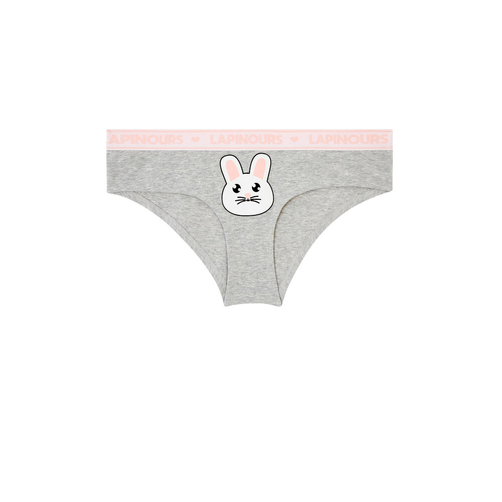 Shorty en coton imprimé lapin - gris gris.