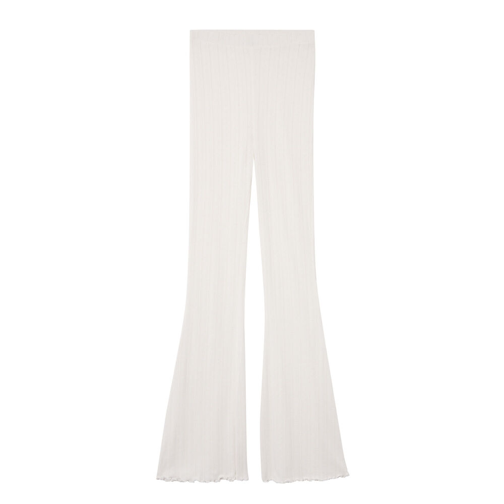 Pantalon flare maille pointelle - écru ecru.