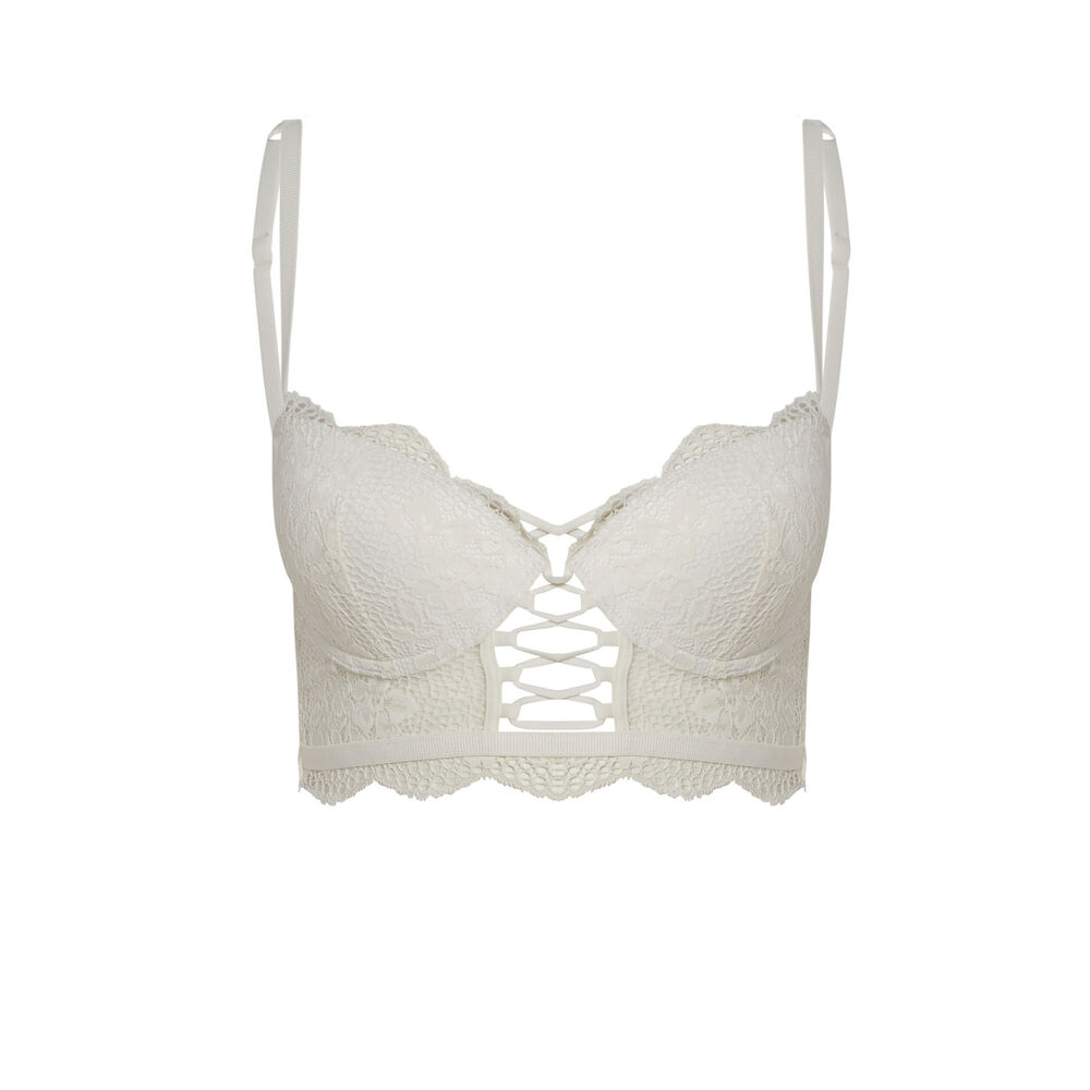 Soutien-gorge bustier push-up décolleté laçage - écru ecru.