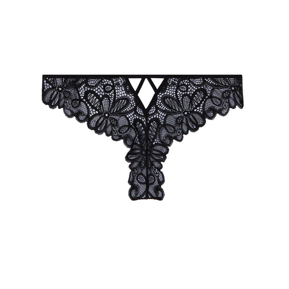 Culotte en dentelle détail anneaux - noir noir.