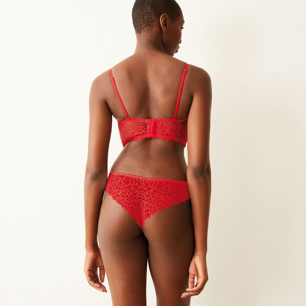Soutien-gorge push-up en dentelle - rouge rouge.