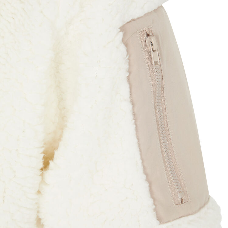 Veste polaire à capuche borgiz blanc cassé.