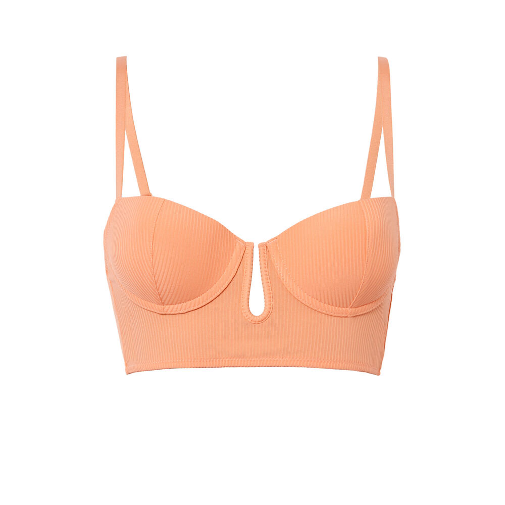 Soutien-gorge ampli à détail décolleté - corail corail.