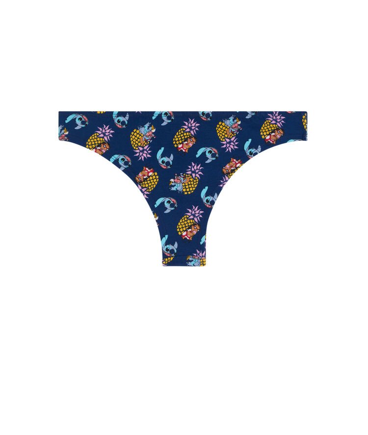 Tanga en coton imprimé stitch stitchgrimaciz bleu.