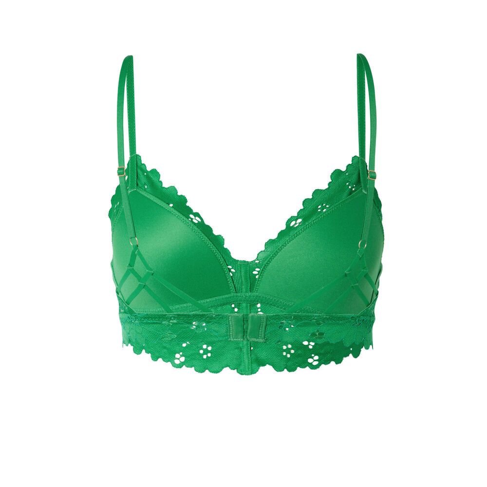 Soutien-gorge triangle ampli tout dentelle à bijou - vert vert.