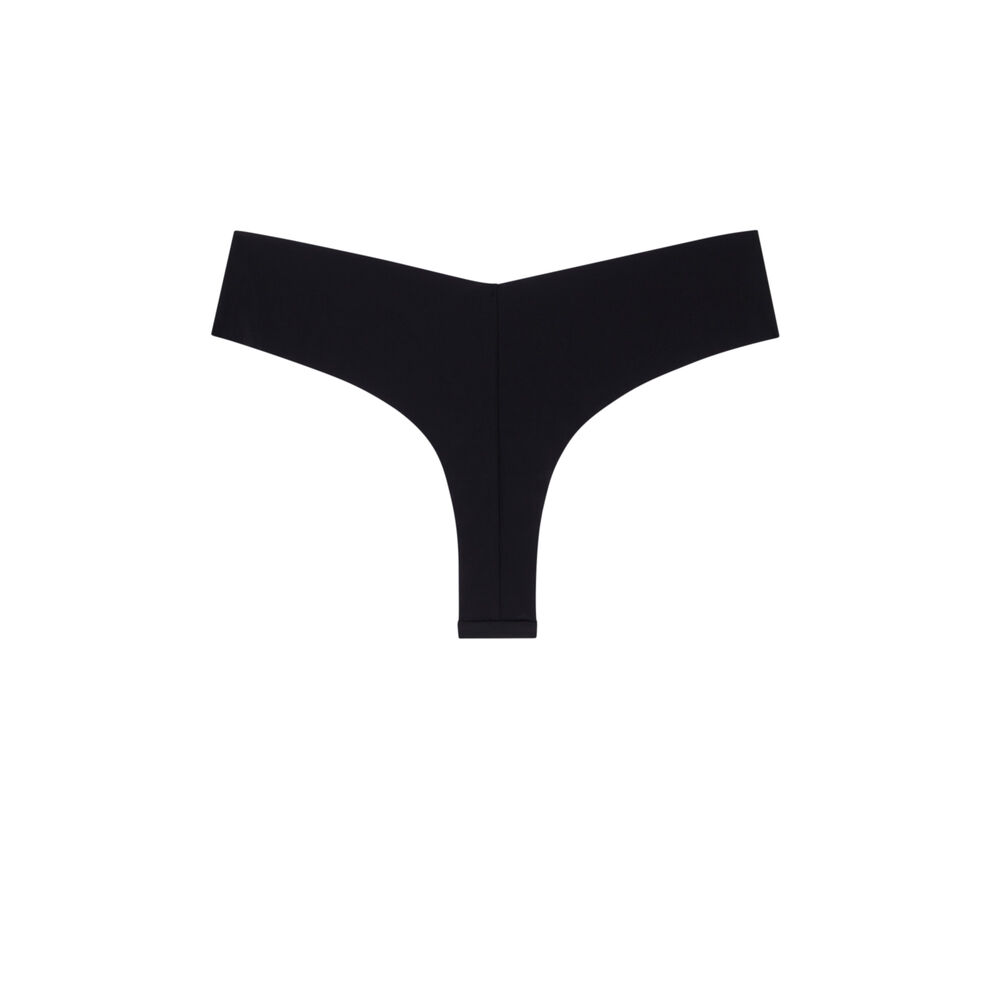 Tanga en microfibre uni - noir noir.