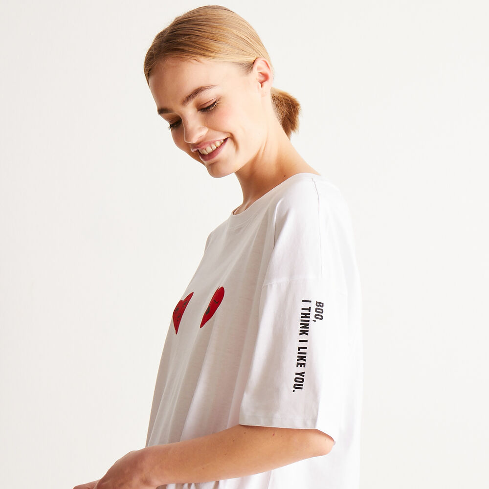 Tunique motifs mood coeurs - blanc blanc.
