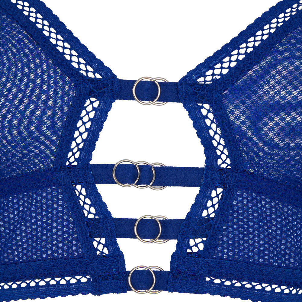 Soutien-gorge triangle en résille - bleu roi bleu.