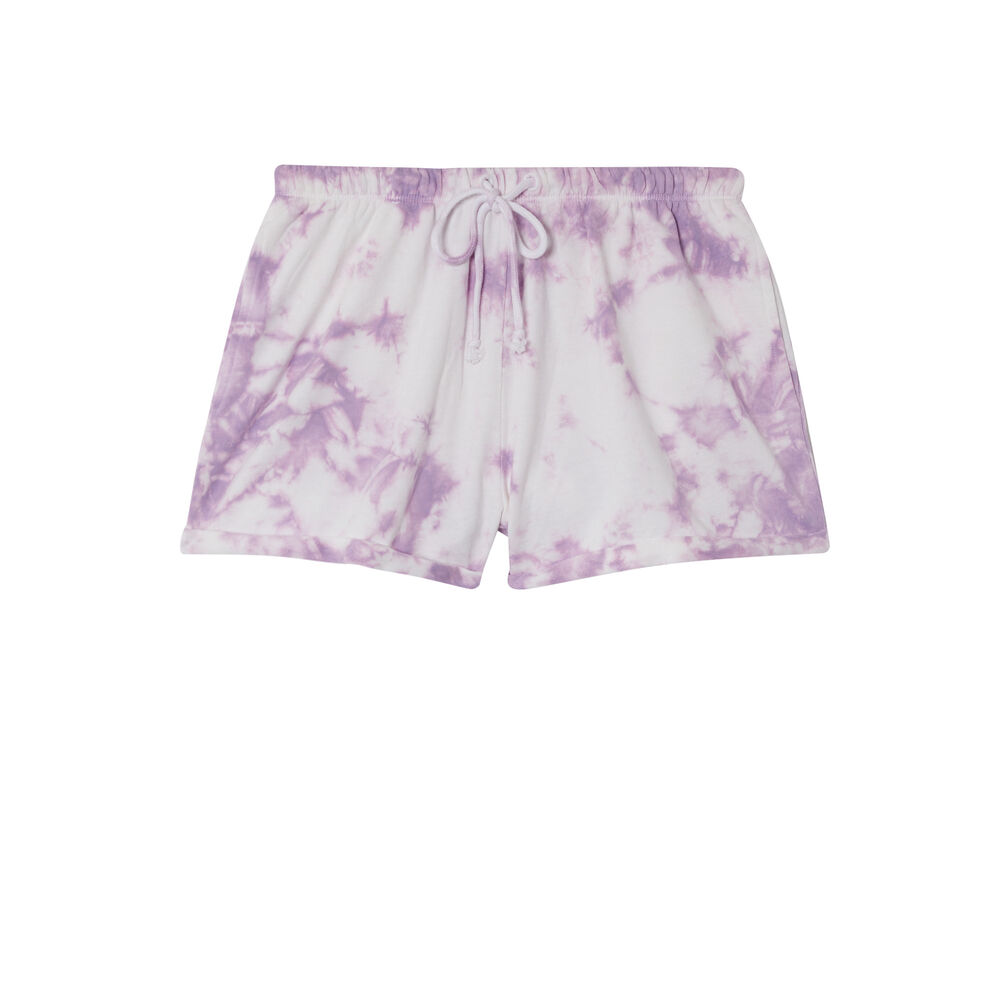 Short effet tie and dye à détail cordon - lilas violet.