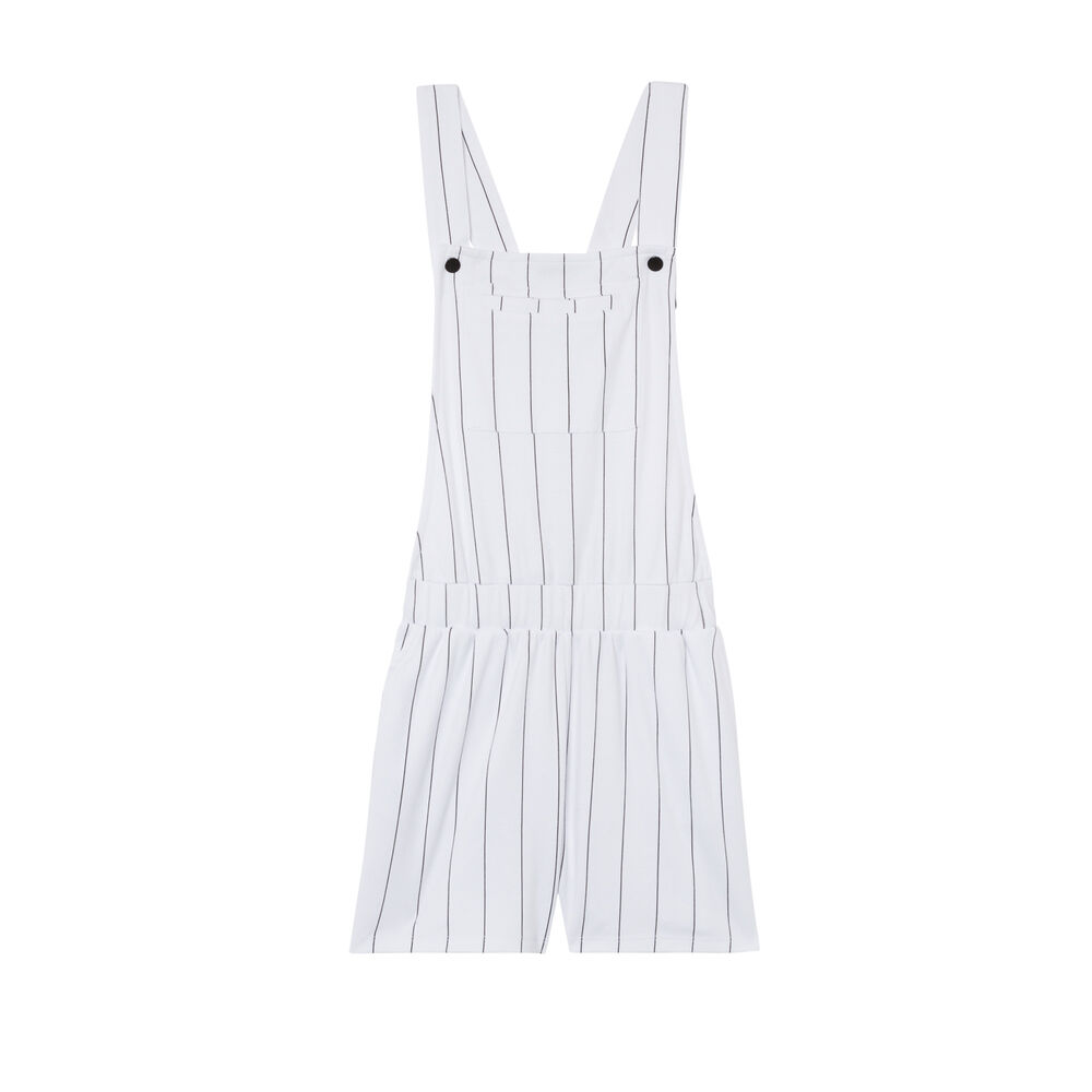 Combi saloppette short rayée - blanc blanc.