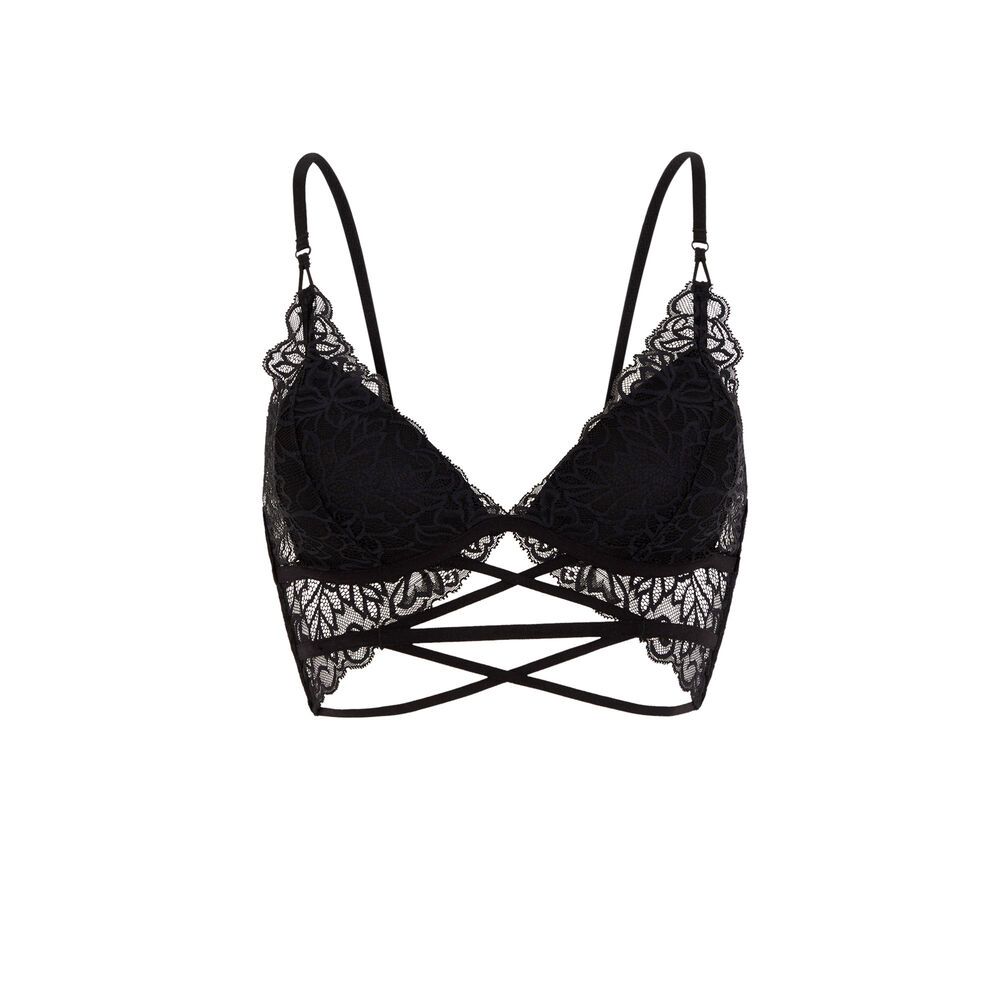 Soutien-gorge triangle push up dentelle - noir noir.