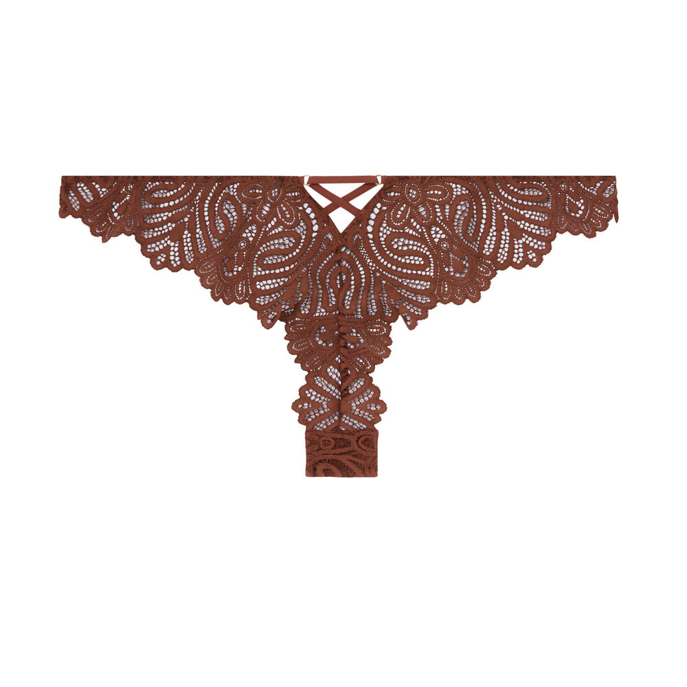 Tanga détail liens - marron marron.