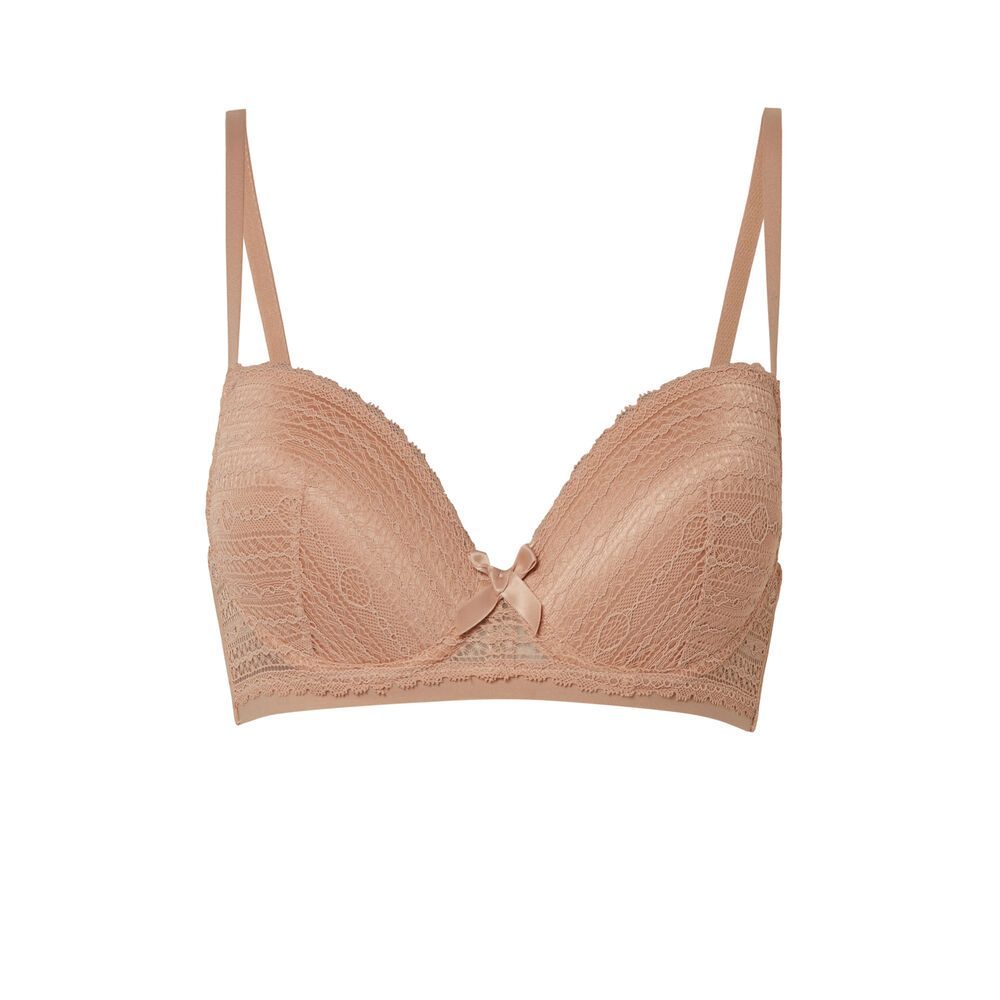 Soutien-gorge ampli en dentelle - chair beige.