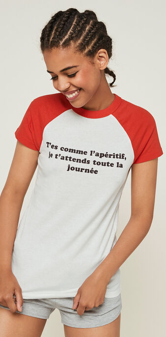 Top collab le bitch club raglaniz rouge.