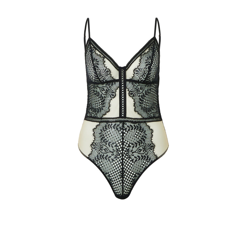 Body sans armature en dentelle ajourée - noir noir.