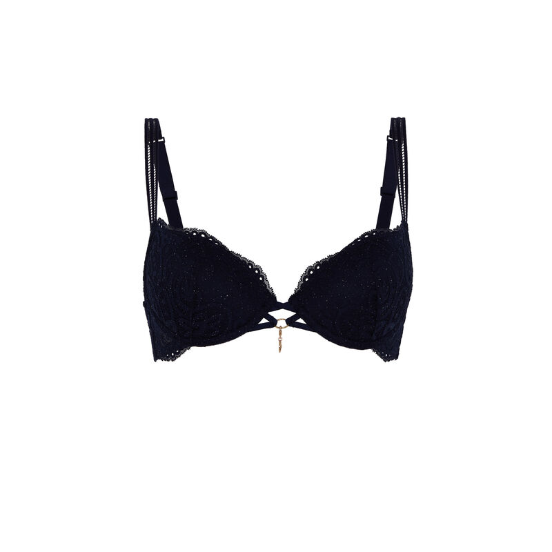 soutien-gorge ampli en dentelle brillante - bleu nuit soutien-gorge ampli en dentelle brillante - bleu nuit ;