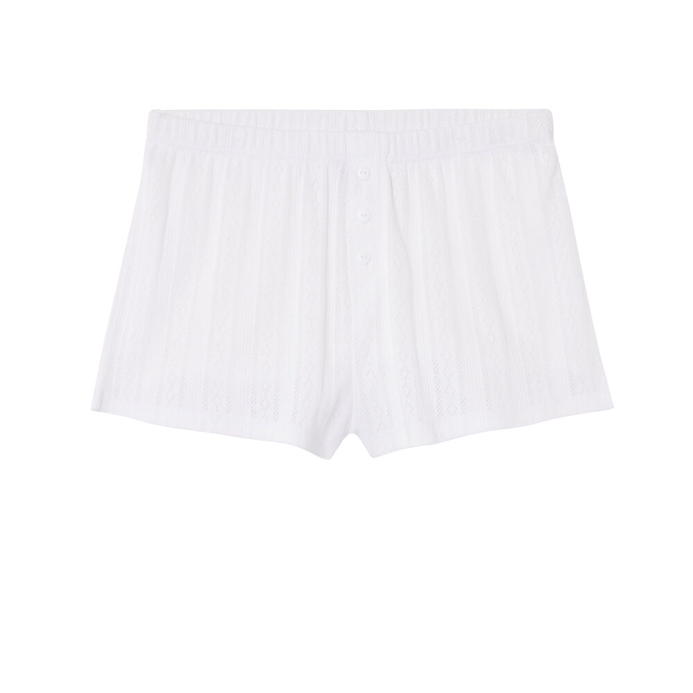 Short uni maille pointelle - blanc blanc.