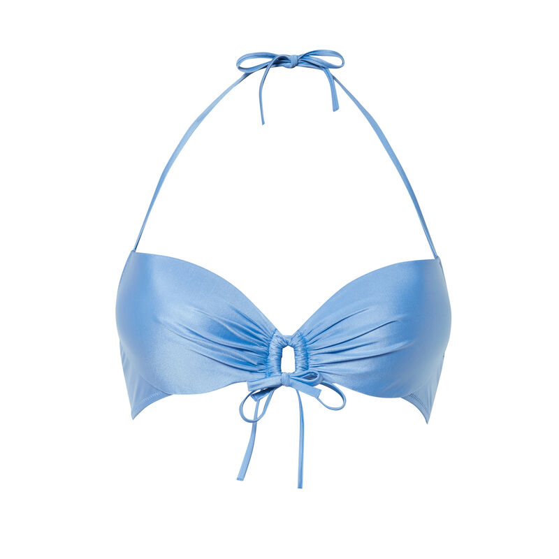 haut de maillot push up satiné détail décolleté - bleu haut de maillot push up satiné détail décolleté - bleu;