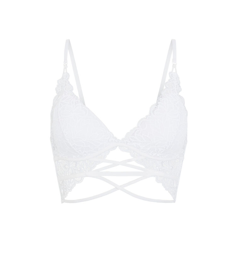 Soutien-gorge triangle push up dentelle - blanc blanc.