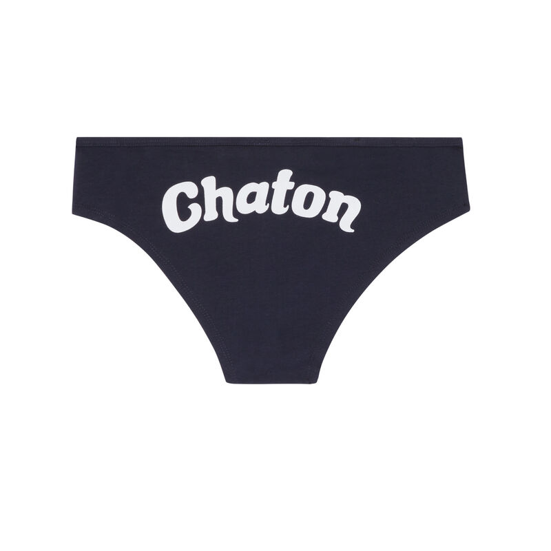 shorty à message "chaton" - marine shorty à message "chaton" - marine;