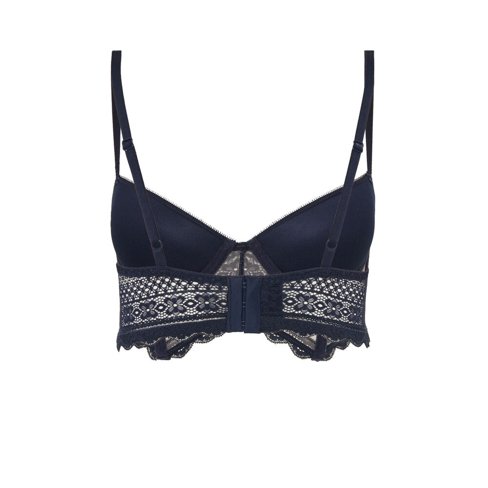 Soutien-gorge ampliforme en dentelle - bleu marine bleu.