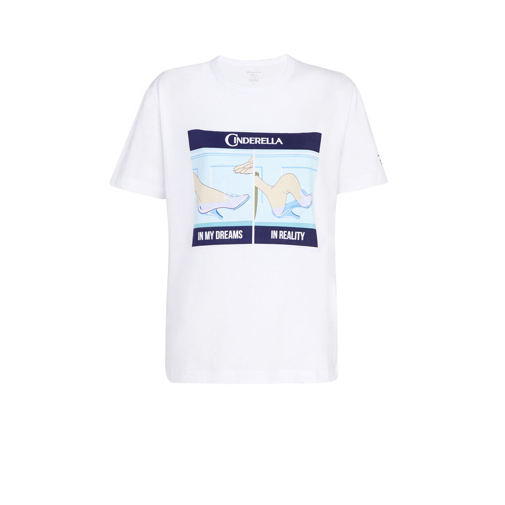 Top à manches courtes print cendrillon blanc.